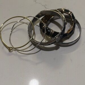 Elegant Silver and Gold Bangle Set 2